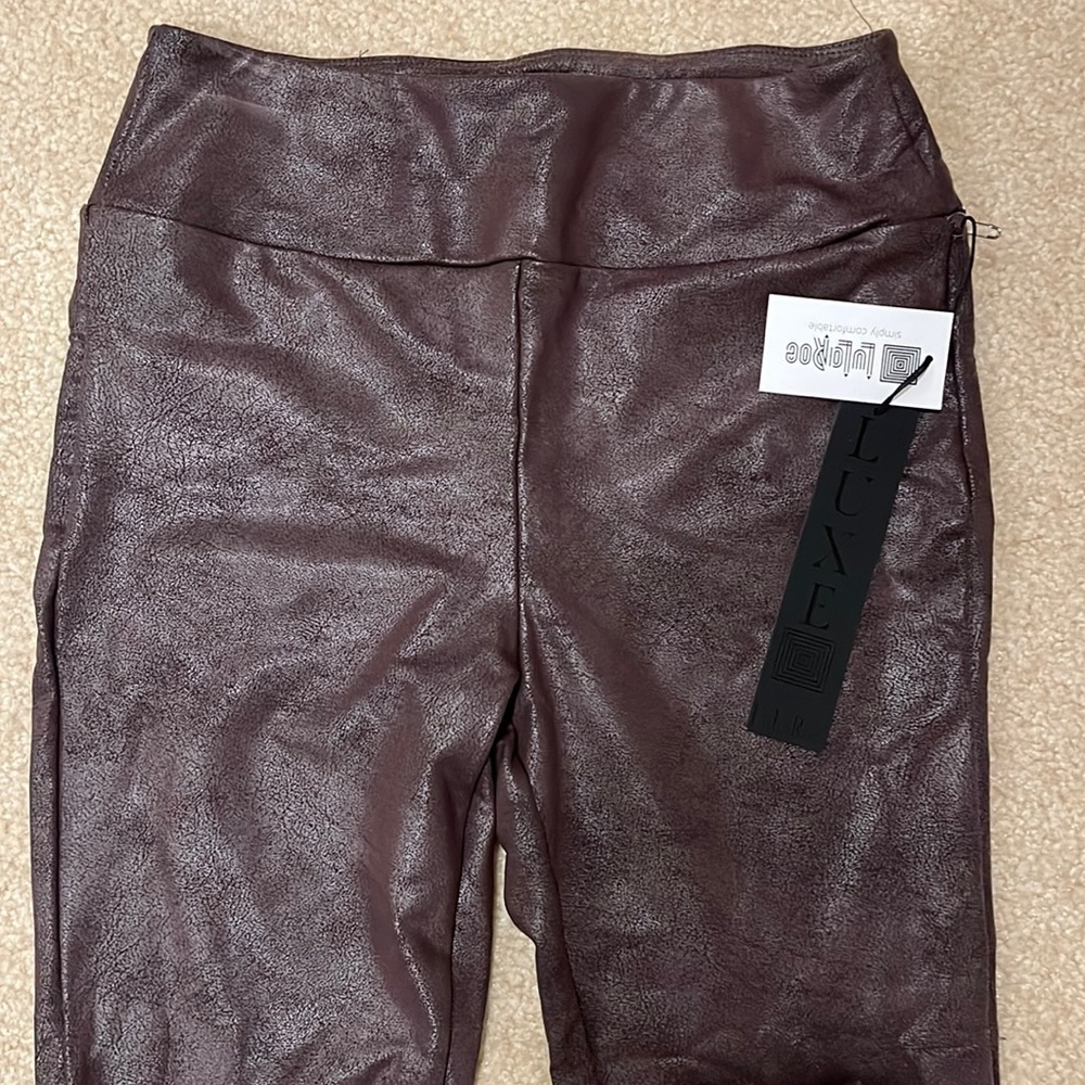 NWT LuLaRoe Luxe Faux leather leggings, Brown, size Small